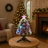 Árvore De Natal Nevada Luxo 60cm Fibra Ótica Led Bivolt Decoração