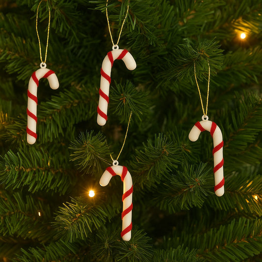 Enfeite De Natal Pendente Bengala 7cm Com 4