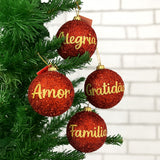 Bola De Natal Festão Nº 8 Decorada Com Frases