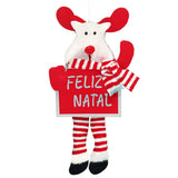 Enfeite De Natal Feltro Feliz Natal Papai Noel/Rena/Boneco De Neve 30cm