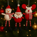 Enfeite De Natal Pendente Papai Noel/Rena/Boneco De Neve Com Miçangas 26cm