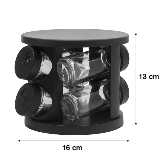 Porta Temperos Condimentos Giratório Com 6 Potes De Vidro