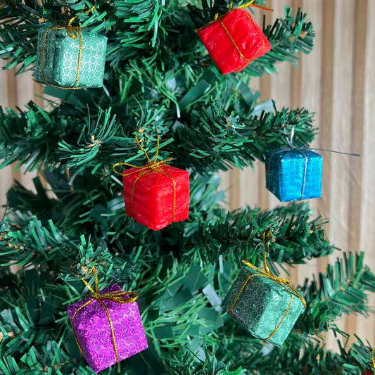 Enfeite De Natal Presente Holográfico Com 12