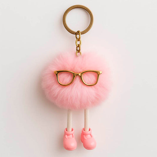 Chaveiro Pelúcia Fofo com Perninhas e Óculos
