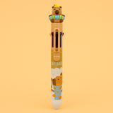 Caneta Multicolorida Fofa Capybara Com 8 Cores