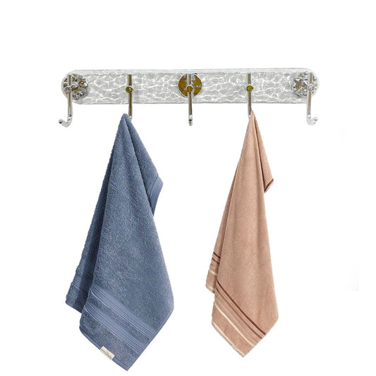 Suporte De Gancho Autoadesivo Cromado Para Parede Com 5 Ganchos