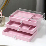 Organizador Porta Jóias Acrílico Luxo Com 3 Gavetas