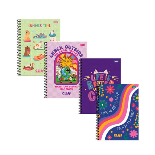 Caderno Universitário Capa Dura Cliff Girl 10 matérias Foroni