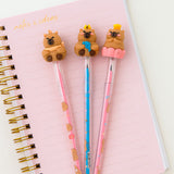 Kit Lapiseira Troca Ponta Capivara Com 3 Peças Papelaria Fofa