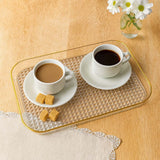 Bandeja Retangular Decorativa Multiuso com Borda Dourada