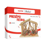 Presépio De Natal 9 Peças Em Resina E Madeira 18cm