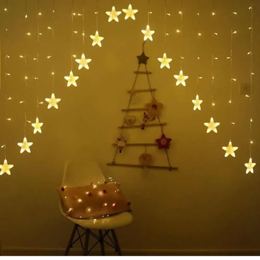 Cascata De Natal Estrela 136 Leds 3m Pisca Pisca 8 Funções 127v Iluminação E Decoração