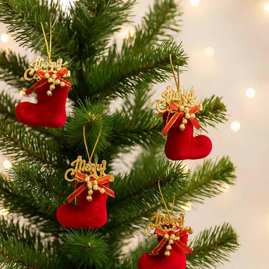 Enfeite Natal Pendente Bota 5cm com 4
