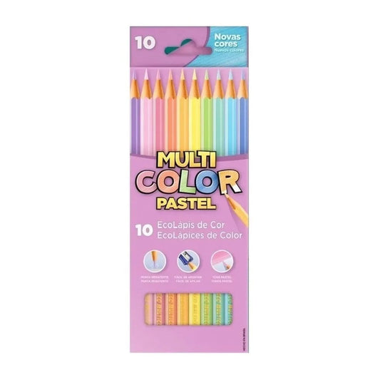 Lápis De Cor Com 10 Cores Pastel Multicolor