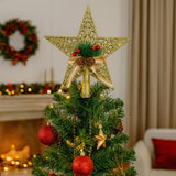 Enfeite De Natal Ponteira Estrela Vazada Decorada 20cm