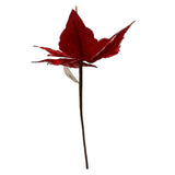 Enfeite Galho Flor Vermelha Com Borda Em Glitter Dourado