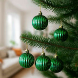 Bola Natal N°6 Decorada Verde Metálico Com 8