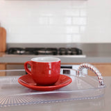 Bandeja Retangular Multiuso Decorativa Luxo com Alças Detalhadas