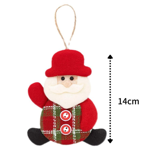 Enfeite De Natal Papai Noel/Boneco de Neve/Rena Feltro Xadrez 14cm