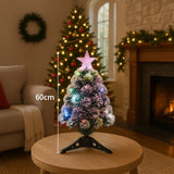 Árvore De Natal Nevada Luxo 60cm Fibra Ótica Led Bivolt Decoração