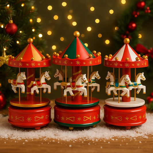 Enfeite De Natal Carrossel Musical 17cm Decoração Casa