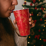 Anúncio Copo De Natal Decorado Vermelho Com Detalhes Dourados 320ml