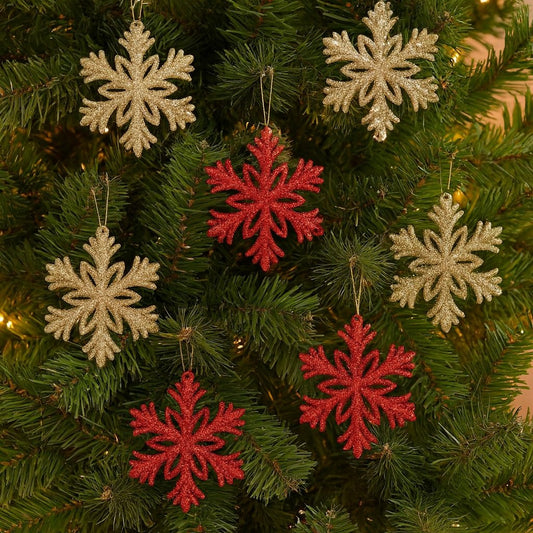 Enfeite Natal Floco Neve Gliter 8Cm Com 3