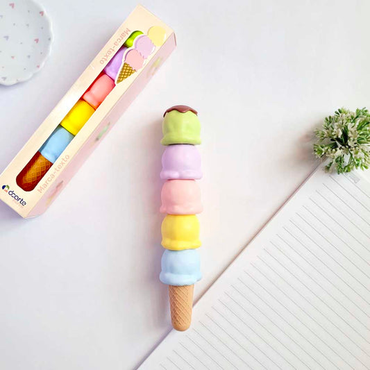 Mini Marca Texto Fofo Divertido Sorvete Com 5 Cores