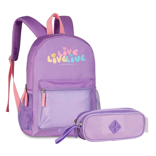 Kit Mochila Escolar + Estojo Duplo Live Free Yourself Clio