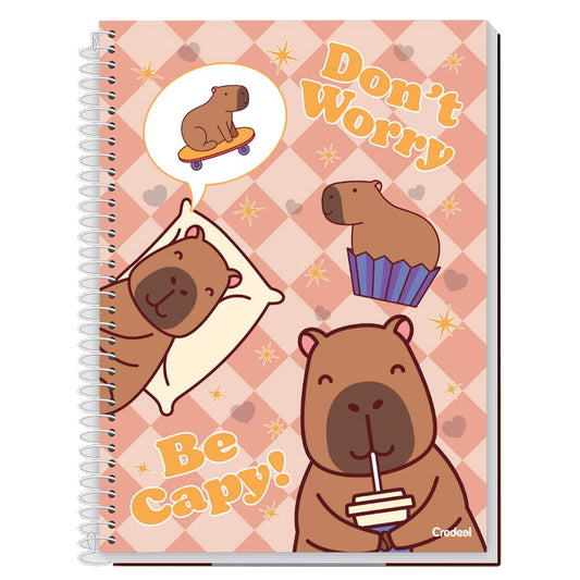 Caderno Universitário Capa Dura 1 Matéria Capivara Fofa 80 Folhas Credeal