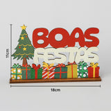 Enfeite De Natal Placa Para Decoração De Mesa Mdf Boas Festas 18cm