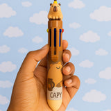 Kit Escolar Capivara Fofa Caderno 1 Matéria + Caneta Com 8 Cores