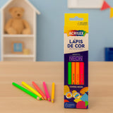 Lápis de Cor Neon Com 6 Cores Acrilex