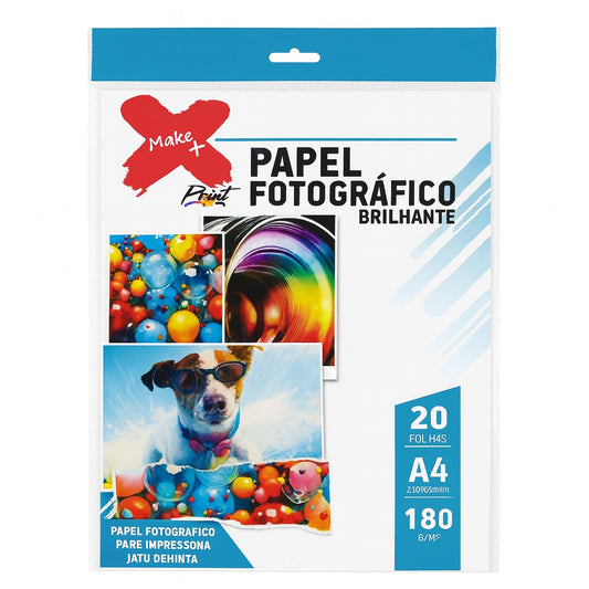 Papel Fotográfico A4 Brilhante 150g/180g – 20 E 50 Folhas Make+ Print