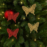 Enfeite De Natal Decorativo Borboleta Glitter Com 7
