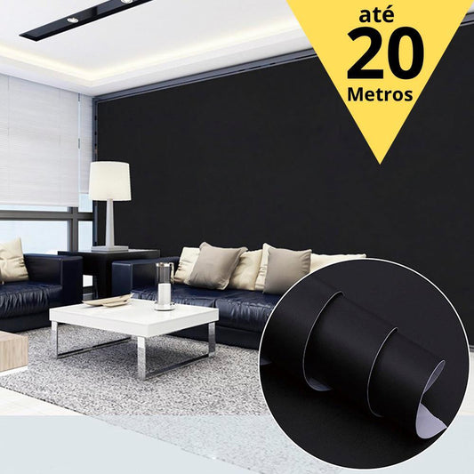 Papel De Parede Liso Autoadesivo 5 Metros Para Sala Quarto Cozinha Preto e Branco