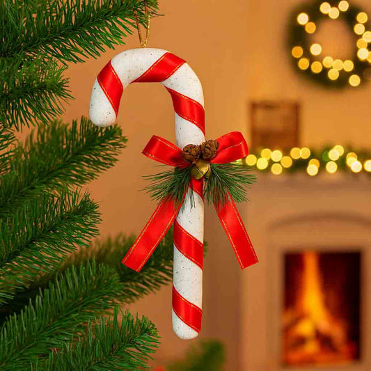 Bengala Natalina Decorada Com Pinha 30cm