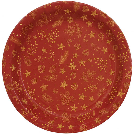 Bandeja Natalina Vermelha Decorada Retangular/Redonda/Oval