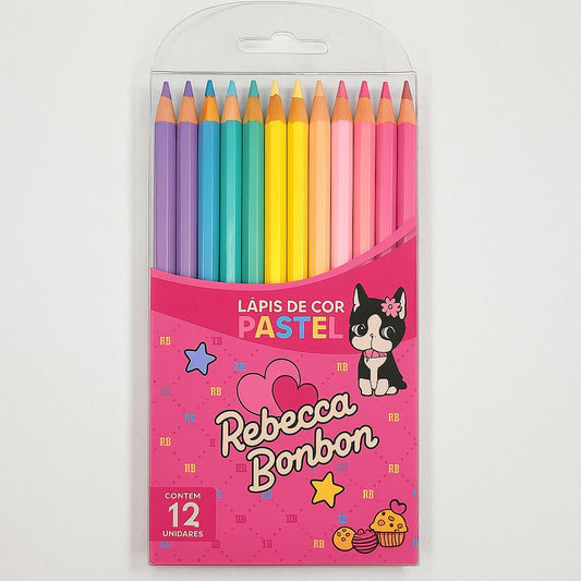 Lápis de Cor Rebecca Bonbon Tons Pastel Com 12 Cores SkyPaper