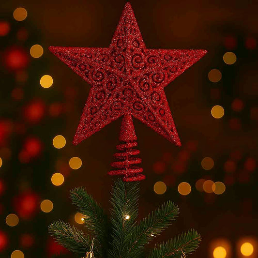 Ponteira Estrela com Arabescos Vazados e Glitter