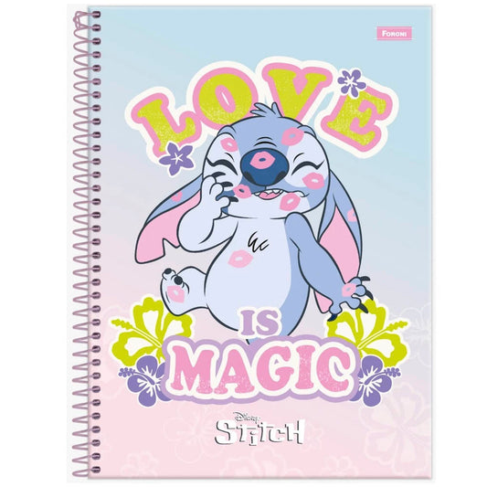 Caderno Universitário Capa Dura Stitch 15 Matérias Foroni