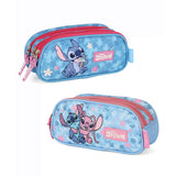 Estojo Triplo Escolar Stitch e Angel Original Disney Luxcel