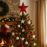 Enfeite De Natal Ponteira Estrela Com Glitter 20cm