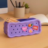 Estojo Escolar Picky Holic Charm Em Silcone Com 4 Pins Tris