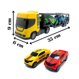 Caminhão de Brinquedo Mini Cegonheiro Com Rampa + 2 Carrinhos