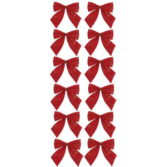 Laço Decorado Vermelho Glitter Com 12