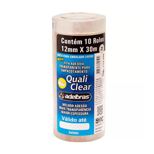 Fita Adesiva Transparente 12X30 Com 10 Adelbras