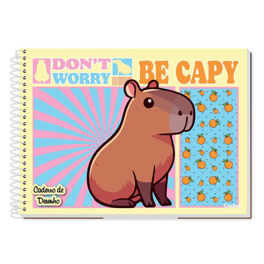 Caderno De Desenho Espiral Capivara Fofa 80 folhas Credeal