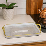 Bandeja Retangular Multiuso Decorativa Luxo com Alças Detalhadas