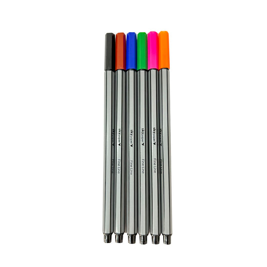 Kit Caneta Fine Line Com 6 cores Sky Paper